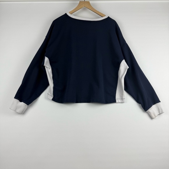 J.Crew Women’s L Navy Colorblock Cotton Sweatshirt – Long Sleeve Pullover - Picture 6 of 9